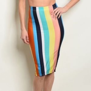 Rainbow stripe pencil skirt, NEW!